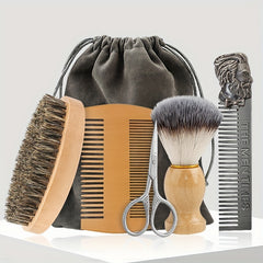Beard Brush Comb Set Portable Double Sided Styling Hair Comb + Travel Pouch