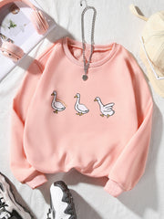 Girls' Smile Ducks Graphic Crew Neck Sweatshirt Pullovers for Kids