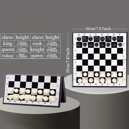 Magnetic Mini Portable Chess Set - Easy Storage Folding Board