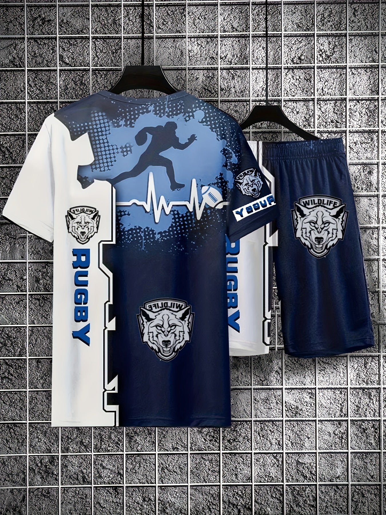 Men's 2 Piece Rugby Shirt & Shorts Set for Summer Sports