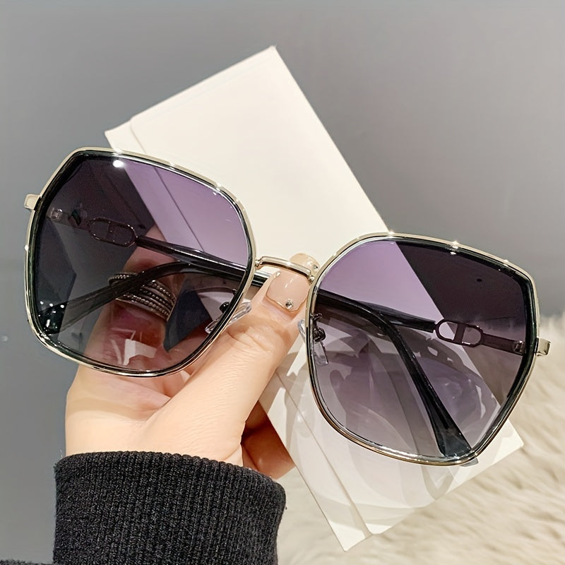 Large Polygon Sunglasses Vintage UV400 Shades for Summer Beach
