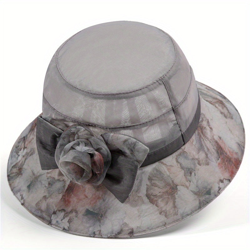 Vintage Flower Bucket Hat Sun Hat Lightweight Breathable Sunscreen Mesh Sun Hats