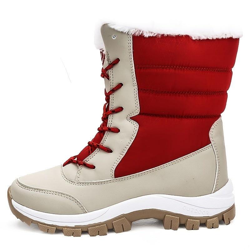 Women's Contrast Snow Boots Winter Mid Calf Thermal Boots