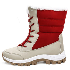 Women's Contrast Snow Boots Winter Mid Calf Thermal Boots