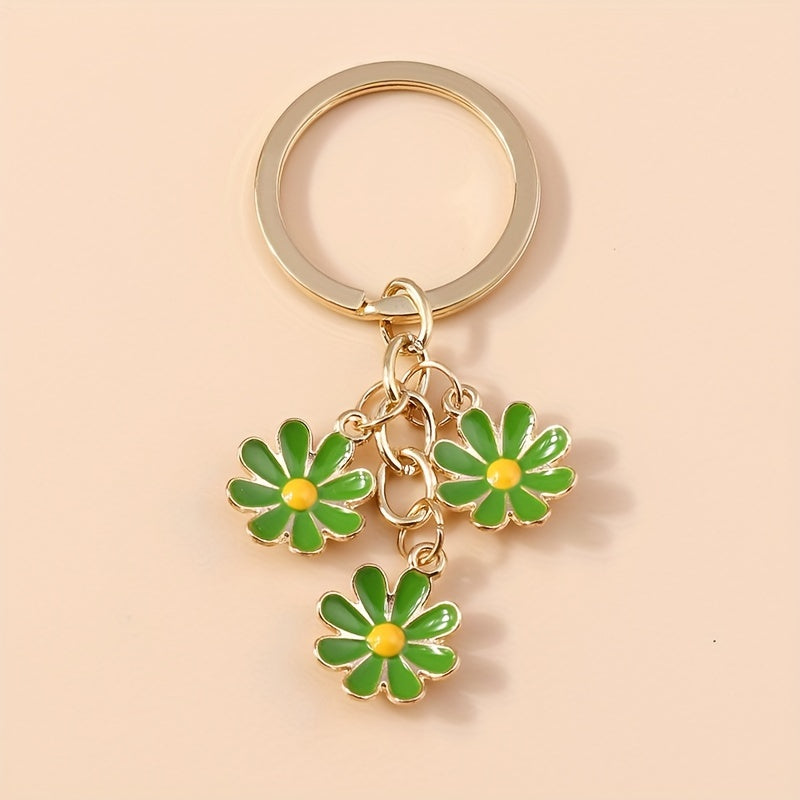 6pcs Daisy Flower Keychain Purse Bag Car Ornament Women Christmas Gift