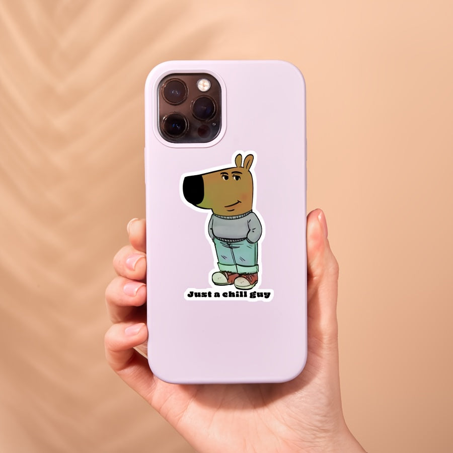 Just a Chill Guy Meme Die Cut Sticker Fun Cartoon Decal