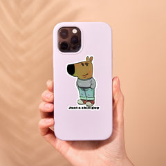 Just a Chill Guy Meme Die Cut Sticker Fun Cartoon Decal