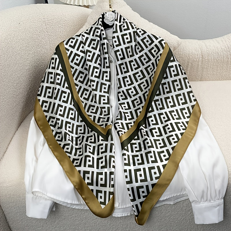 Grid Print Bandana Square Scarf