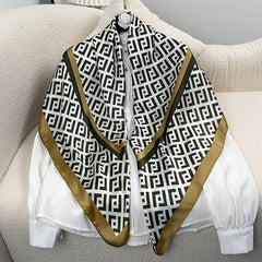 Grid Print Bandana Square Scarf
