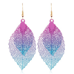 Hollow Gradient Leaf Drop Earrings Women's Accessories