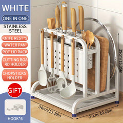 Stainless Steel Cutting Board Organizer with Hooks
