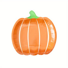 25pcs Pumpkin Paper Plate Halloween Orange Decor