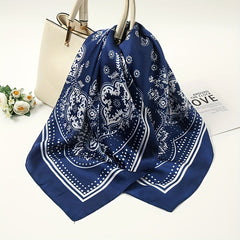 Paisley Print Silk Square Scarf Head Wrap Neckerchief Accessories
