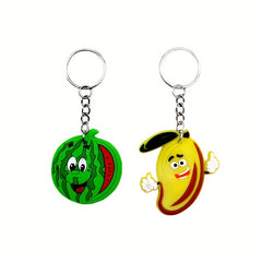 2pcs Cartoon Fruit Keychain Watermelon Banana Key Ring Pendant Bag Accessories