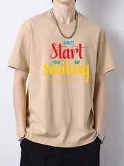 Men's Colorful Letters Print Slim Fit Top For Spring Summer