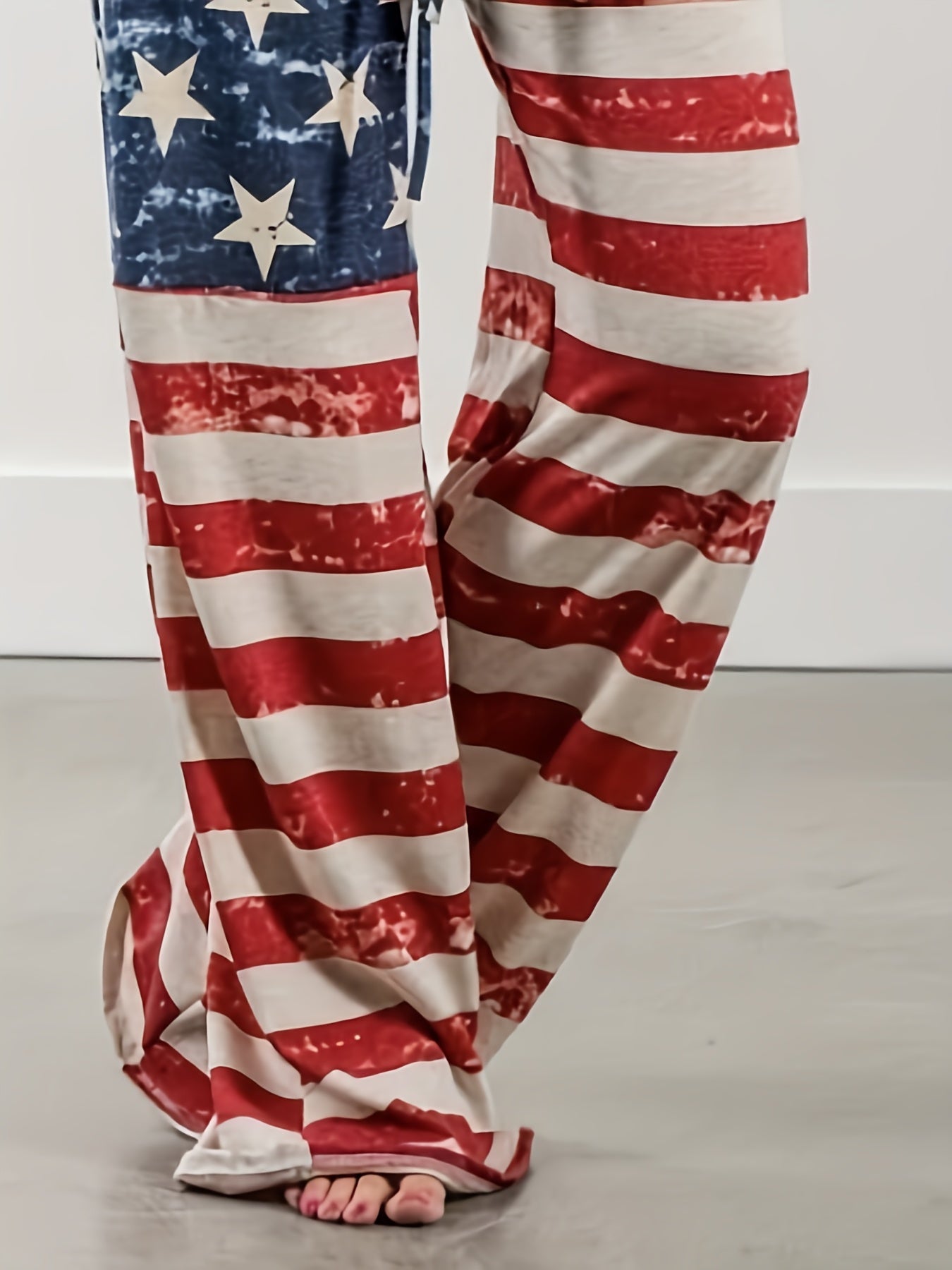 Women's Plus Flag Print Drawstring Pants