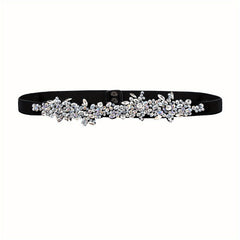 Vintage Crystal Girdle Rhinestone Elastic Belt Waistband for Women