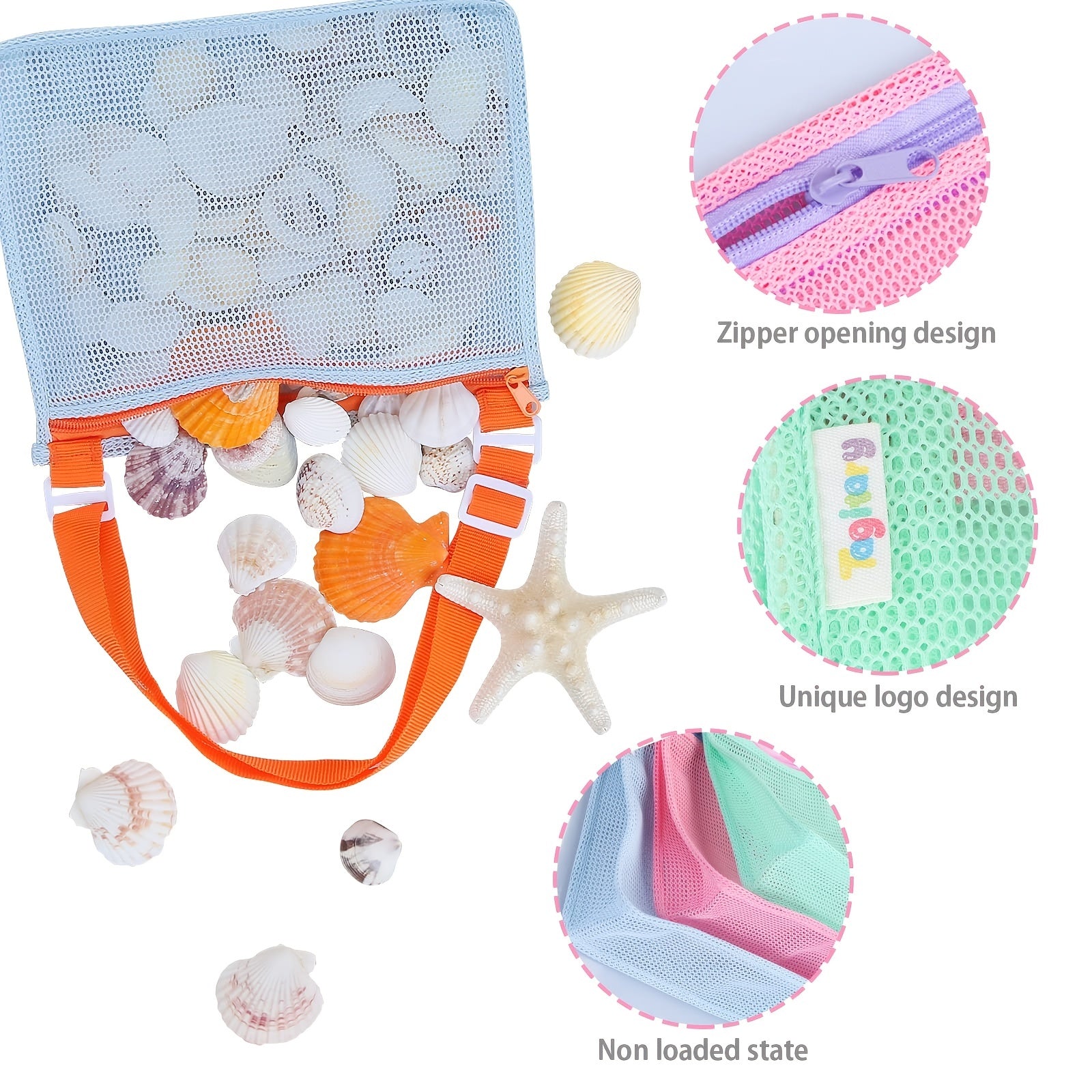 Kids Shell Collecting Bag Beach Sand Toy Seashell Bag