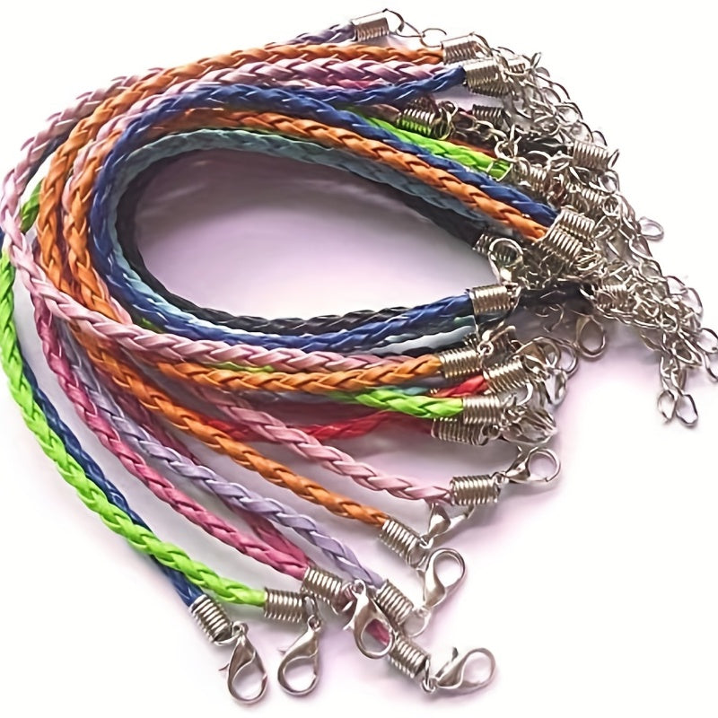 10pcs Mixed Leather Lace Braided Bracelet Rope DIY Jewelry Hand Braided Rope