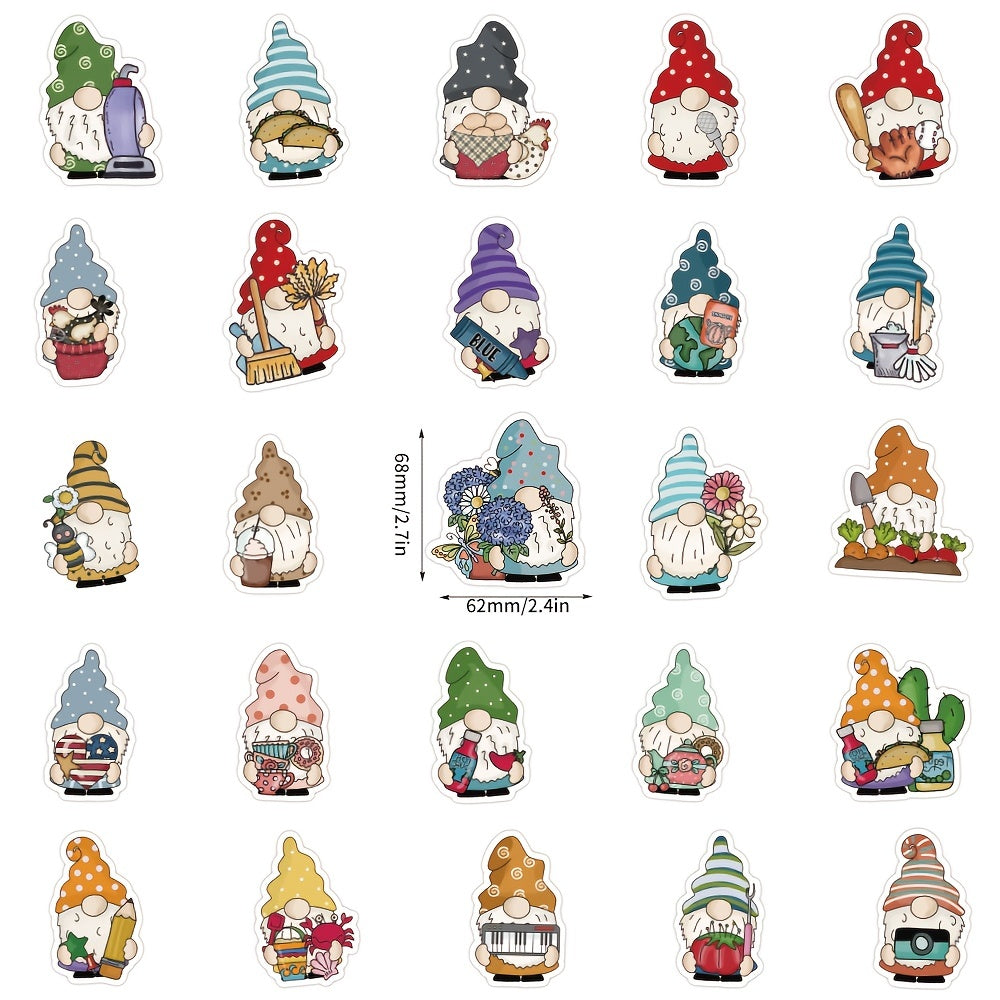 100pcs Funny Gnome Stickers for Laptop Water Bottle Skateboard Scrapbooking