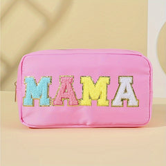 Waterproof Mama Pouch Makeup Bag Preppy Patch for Women and Girls
