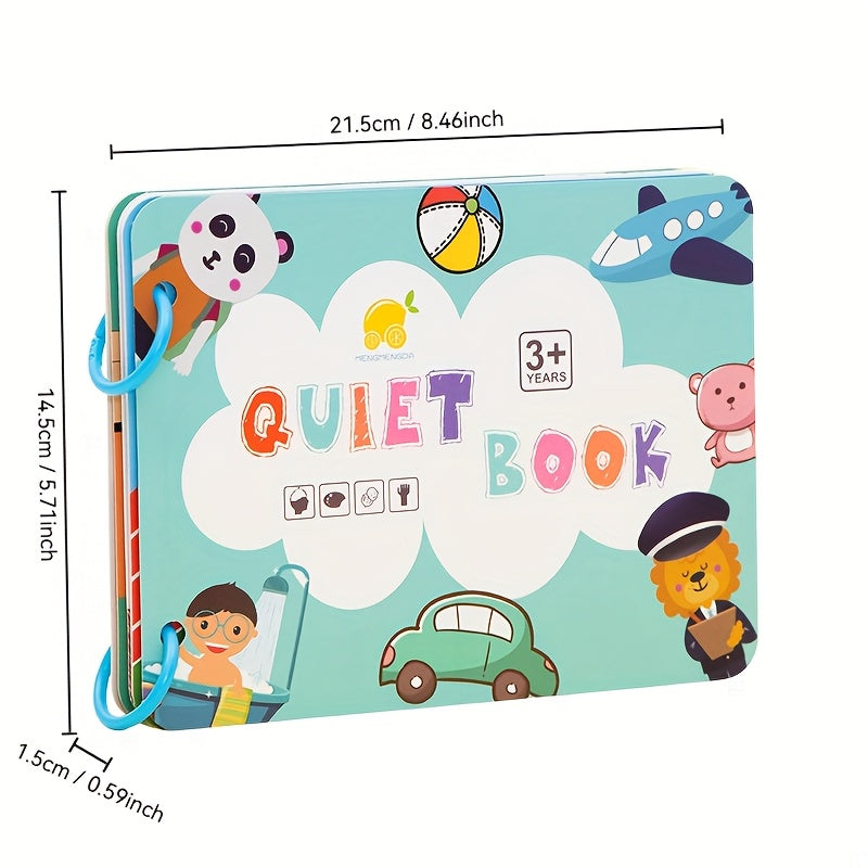 Quiet Book Toy with Reusable Stickers for Ages 3 - Develops Cognitive Skills