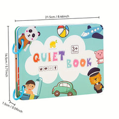 Quiet Book Toy with Reusable Stickers for Ages 3 - Develops Cognitive Skills