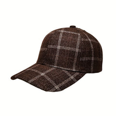 Vintage Plaid Casual Baseball Cap Sunscreen Cotton Blend Dad Hat Lightweight