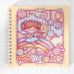 80 Sheets Cartoon Grid Inner Pages Spiral Coil Checkered Notebook