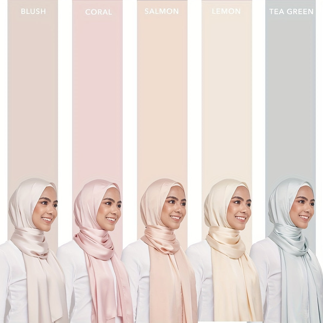 Candy Satin Hijab Silk Scarf Casual Shawl Windproof Head Wraps