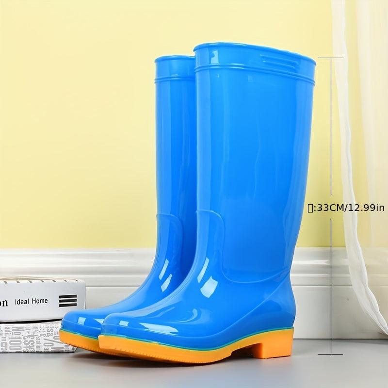 PVC Round Toe Flat Waterproof Rain Boots Lightweight Comfortable