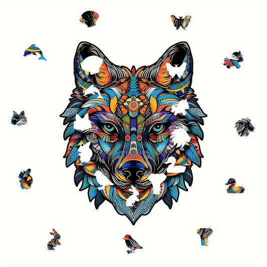 Colorful Wolf Wooden Jigsaw Puzzle - Christmas Gift