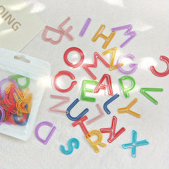 26pcs Alphabets Shaped Paper Clip for Desk Organizers