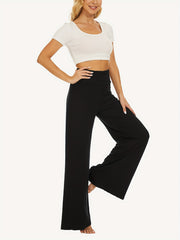 Women's Plus Solid High Rise Wide Leg Trousers