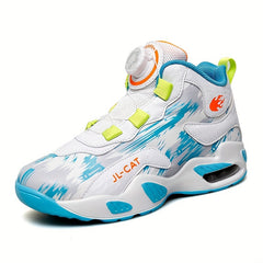 Boy's High Top Basketball Shoes with Rotating Buckle