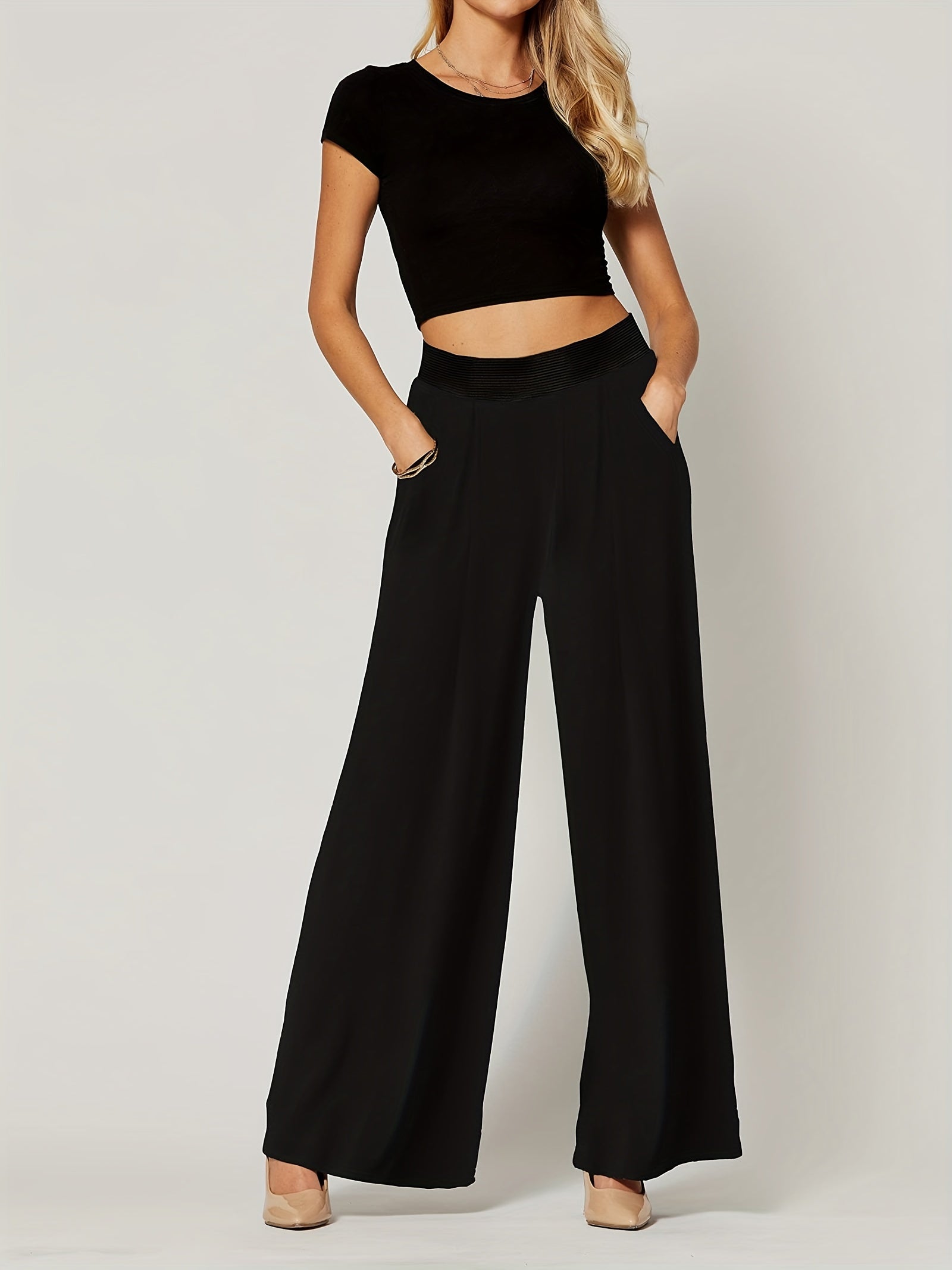  Wide Leg Trousers with Pockets