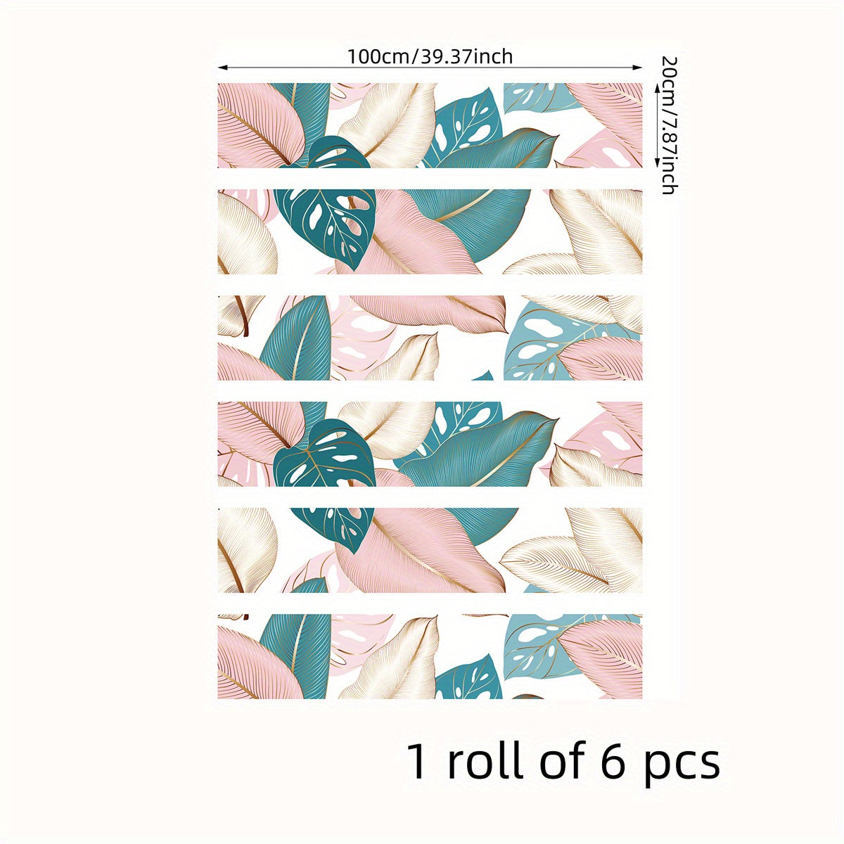 6pcs Watercolor Turtle Back Leaf Pattern Stair Stickers