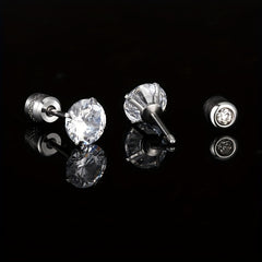 Rainbow Zircon Titanium Steel Stud Earrings Hypoallergenic Spiral Stud Earrings