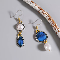 Vintage Metallic Silver Asymmetric Dangle Earrings