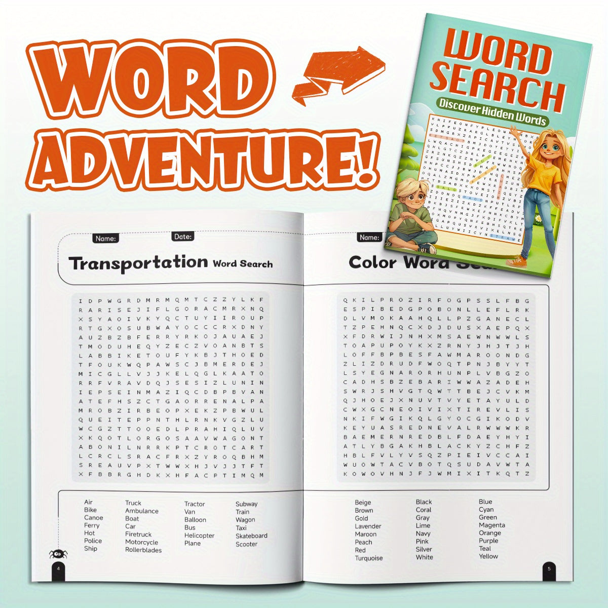 Kids Transportation Puzzle Book: Hidden Words & Boost Vocabulary