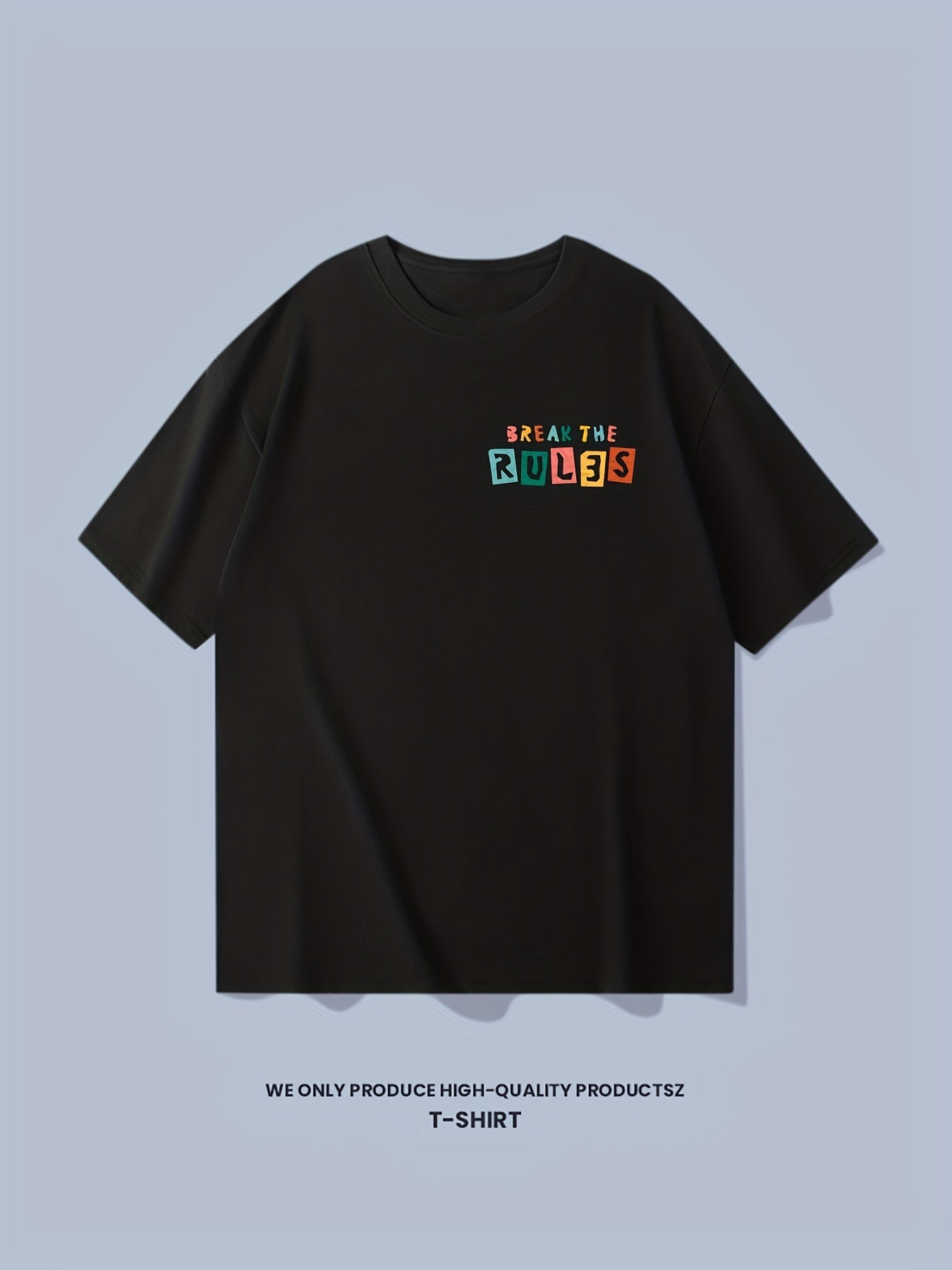 Cotton Break The Rules Print Men's Graphic Crew Neck T-shirt
