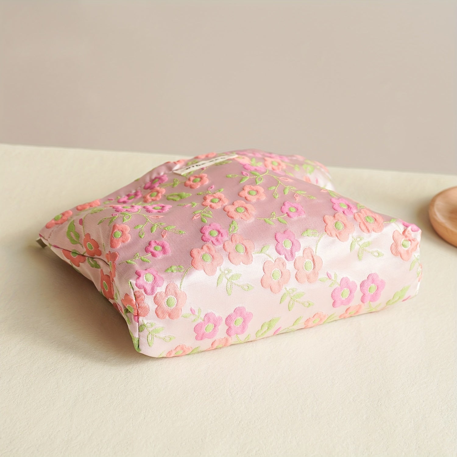 Women's Large Capacity Flowers Cosmetic Bag Portable Canvas Storage Bag