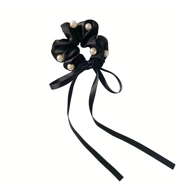 Faux Pearl Scrunchie Hair Tie Solid Hair Rope Head Jewelry