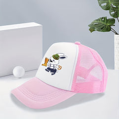 Beer Rabbit Trucker Hat Y2K Pink Baseball Cap Mesh Breathable Cartoon