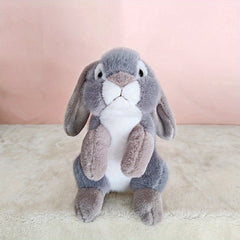 Ultra Realistic Lop Ear Rabbit Plush Toy Soft Silky Fur 3 Colors Grey Beige Nurs