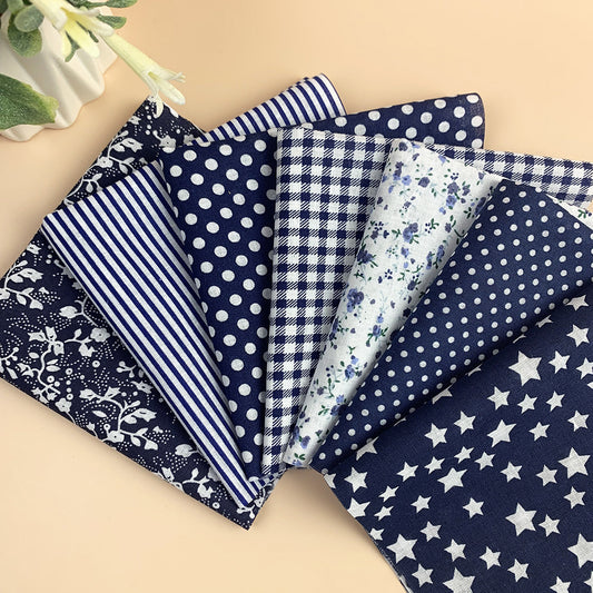 7pcs Navy Cotton Fabric Printed Patchwork Fabric for DIY Sewing