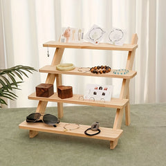 Solid Wood Trapezoidal Jewelry Storage Rack
