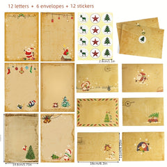 30pcs Vintage Christmas Letter Paper & Envelopes Set