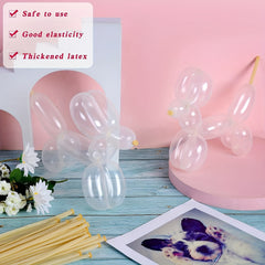 100pcs Transparent Long Balloons DIY Twisting Animal Balloons Thickened Latex
