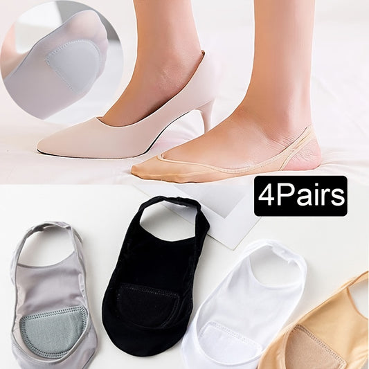 4 Pairs Half Palm Slingback Socks Hollow Out High Heels Socks Women's Stockings